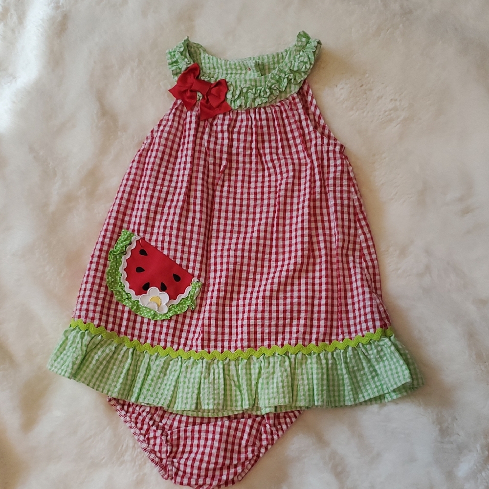 Emily Rose Gingham Baby Dress with Watermelon Patch, 18 Months